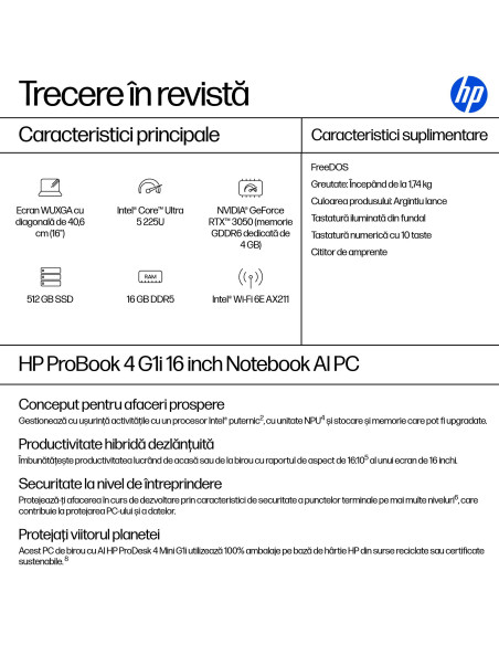NB PB 4 G1I AI CU5-225U 16"/16/512GB DOS AD2L2ET HP "AD2L2ET"