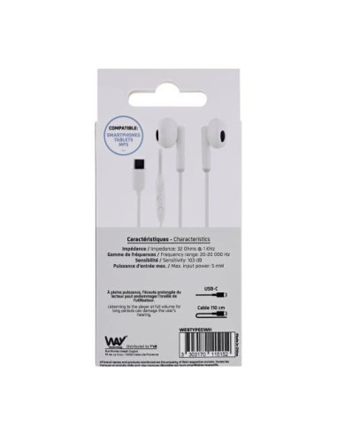 TNB WAY WIRED USB-C EARPHONES "WESTYPECWH"