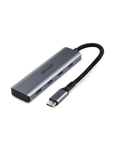 Hub Lindy USB-C 3.2 4 Port, gri "LY-43414"