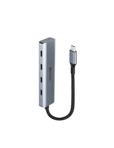 Hub Lindy USB-C 3.2 4 Port, gri "LY-43414"