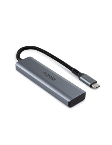 Hub Lindy USB-C 3.2 4 Port, gri "LY-43414"