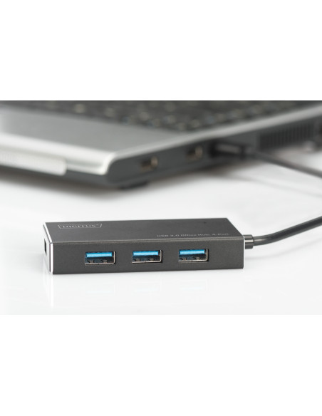DIGITUS DA-70240-1 DIGITUS Hub 4-port USB 3.0 SuperSpeed, Power Supply, HQ aluminum "DA-70240-1"
