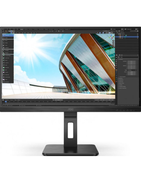 MONITOR AOC 27 inch, home office, IPS, Full HD (1920 x 1080), Wide, 250 cd/mp, 4 ms, HDMI VGA DisplayPort, "27P2Q"