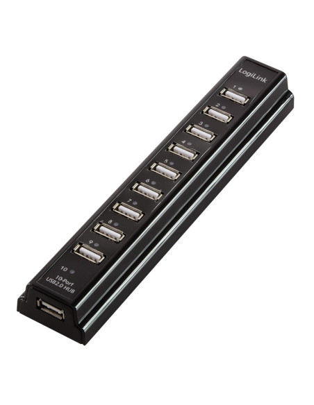 HUB extern LOGILINK, porturi USB: USB 2.0 x 10, conectare prin USB 2.0, alimentare retea 220 V, negru, "UA0096"