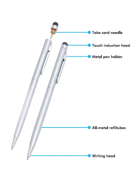 TOUCH PEN LOGILINK, pt. tablete si smartphone, varf cu cap de scriere, aluminiu, argintiu, "AA0041"
