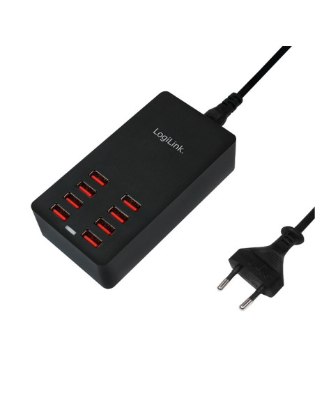 ALIMENTATOR retea 220V LOGILINK, universal, 8 x USB, maxim 8.8A, 44W, suport OCP/OVP/OTP, negru, "PA0140"