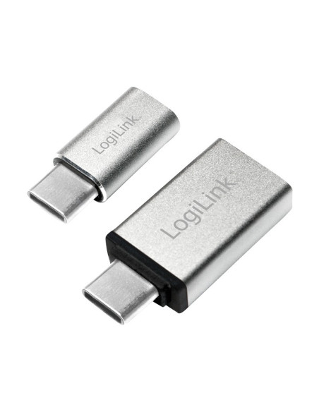 ADAPTOR LOGILINK, pt. smartphone, USB 3.1 Type-C (T) la Micro-USB 2.0 (M) sau USB 3.0 (M), argintiu, "AU0040"