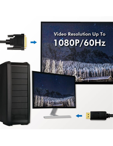 DisplayPort cable, DP 1.2 to DVI, 5m "CV0133"