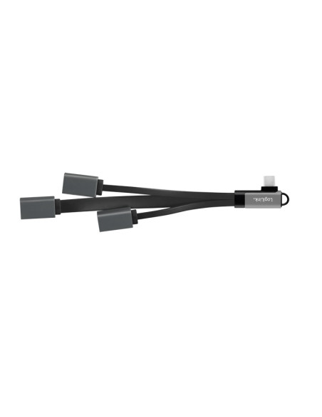 HUB extern LOGILINK, porturi USB: USB 2.0 x 2 + USB 3.0 x 1, conectare prin USB-C 3.2 Gen1 90 grade, 0.15m flat, aluminiu, ecran