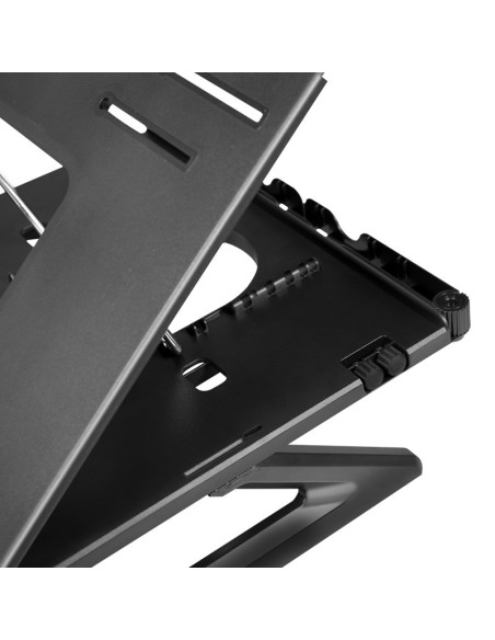 SUPORT de birou LOGILINK pt. notebook, 9 pozitii, holder pt. smartphone, suporta dimensiuni 10-15.6", pliabil, negru, "AA0133"