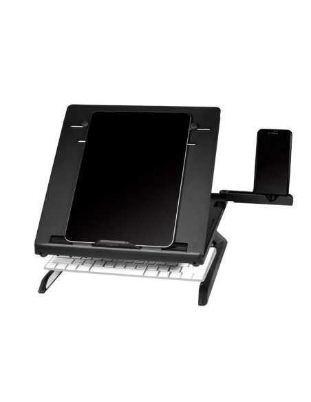 SUPORT de birou LOGILINK pt. notebook, 9 pozitii, holder pt. smartphone, suporta dimensiuni 10-15.6", pliabil, negru, "AA0133"
