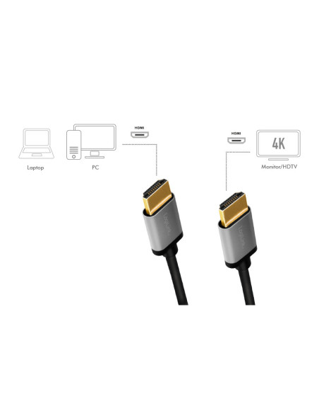 CABLU video Logilink, HDMI (T) la HDMI(T), rezolutie maxima 4K UHD (3840 x 2160) la 60 Hz, conectori auriti, 5m, negru, "CH0013"