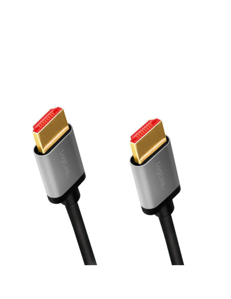 CABLU video LOGILINK, HDMI (T) la HDMI (T) 2.1 UHS, 2m, conectori auriti, rezolutie maxima 8K (7680 x 4320) la 60 Hz, aluminiu,