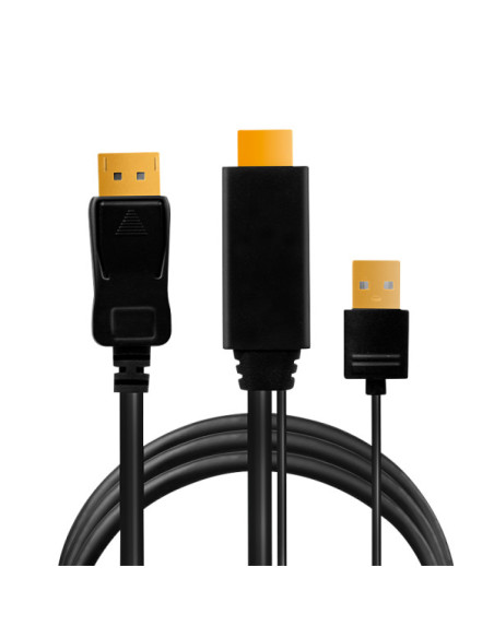 CABLU video LOGILINK, HDMI (T) 1.4 + USB (T) la DisplayPort (T) 1.2, 2m, conectori auriti, rezolutie maxima 4K (3840 x 2160) la