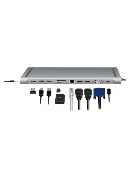 DOCKING Station LOGILINK universal, conectare PC USB TYPE-C 3.2, USB 3.0 x 3, porturi video VGA x 1, HDMI x 2, RJ-45, card reade