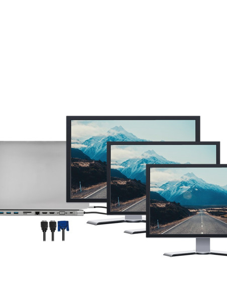 DOCKING Station LOGILINK universal, conectare PC USB TYPE-C 3.2, USB 3.0 x 3, porturi video VGA x 1, HDMI x 2, RJ-45, card reade