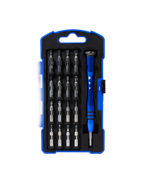 TRUSA scule surubelnite, LOGILINK, set 18 bucati: 17x biti (0.3x1.5mm,0.4x2.0mm,0.4x2.5mm,0.5x3.0mm,PZ0,PZ1,T4,T5,T6,T7,T8,T9,T1