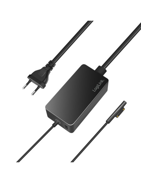 ALIMENTATOR retea 220V LOGILINK, pentru Microsoft Surface, compatibil cu Pro si Laptop/Go/Book, 65W, USB 5V/4A, 1.5m, negru, "PA