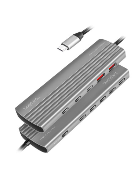HUB extern LOGILINK, porturi USB: USB-A 2.0 x 2, USB Type-C x 8, conectare prin USB 3.2 Type C, PD 100W, protectie: supracurent,