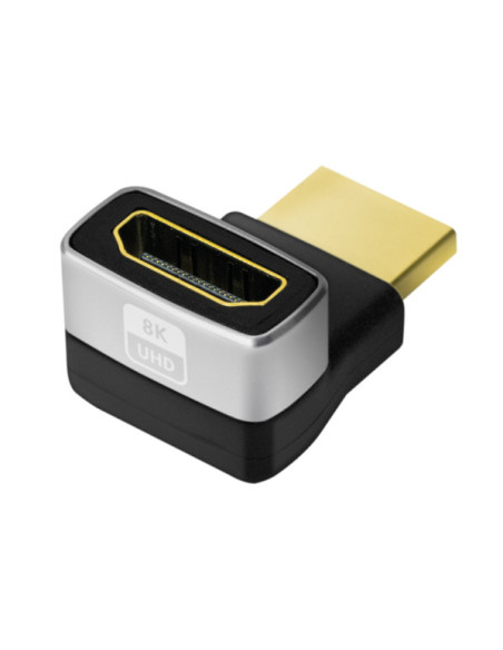 ADAPTOR video LOGILINK, HDMI (T) la HDMI (M), conectori auriti, rezolutie maxima 8K (7680 x 4320) la 60 Hz, 270 grade, negru-gri