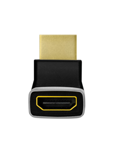 ADAPTOR video LOGILINK, HDMI (T) la HDMI (M), conectori auriti, rezolutie maxima 8K (7680 x 4320) la 60 Hz, 270 grade, negru-gri