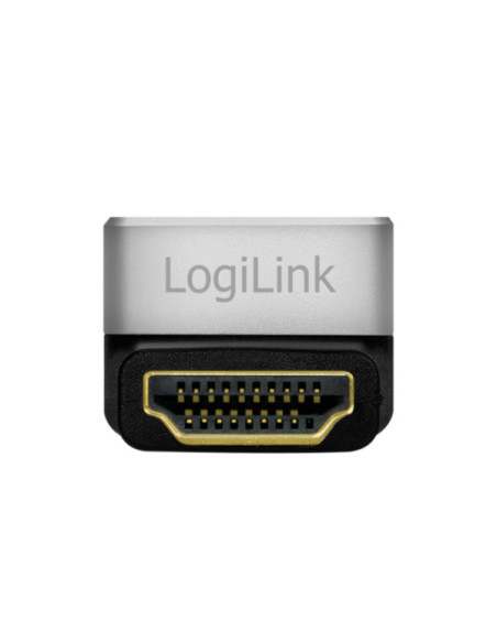 ADAPTOR video LOGILINK, HDMI (T) la HDMI (M), conectori auriti, rezolutie maxima 8K (7680 x 4320) la 60 Hz, 270 grade, negru-gri