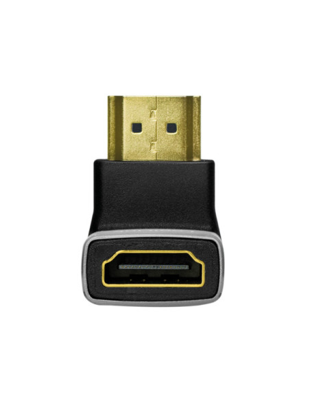 ADAPTOR video LOGILINK, HDMI (T) la HDMI (M), conectori auriti, rezolutie maxima 8K (7680 x 4320) la 60 Hz, 90 grade, negru-gri,