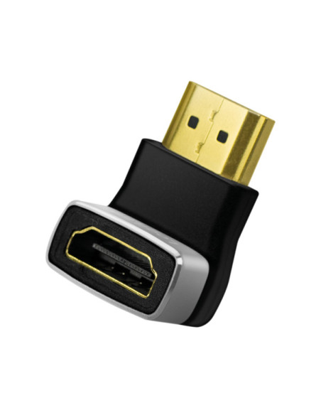 ADAPTOR video LOGILINK, HDMI (T) la HDMI (M), conectori auriti, rezolutie maxima 8K (7680 x 4320) la 60 Hz, 90 grade, negru-gri,