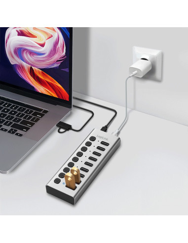 HUB extern LOGILINK, porturi USB: USB 3.0 x 10,...