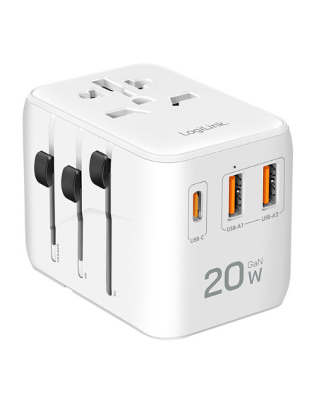 ALIMENTATOR retea 220V LOGILINK, universal, 1 x USB-C, 2 x USB-A, maxim 12V/1.67A, PD 20W, suport OCP/OVP/OHP/SCP, compatibil EU