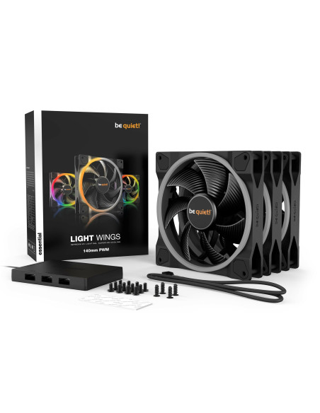Set 3 ventilatoare be quiet! "LIGHT WINGS"140mm 1500 rpm, Rifle bearing, 4-pin PWM, ARGB LED, "BL078"