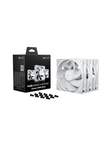 Set 3 ventilatoare be quiet "PURE WINGS 3", 120mm, 1500 RPM max, Rifle Bearing, 80 cfm, 4pin PWM, alb, "BL136" -