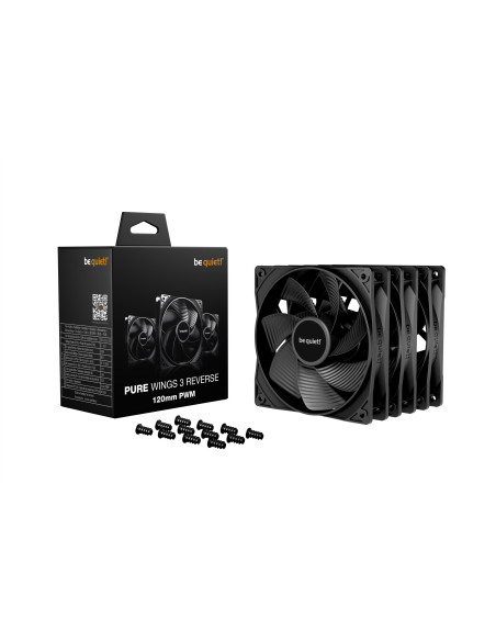 Set 3 ventilatoare be quiet "PURE WINGS 3 reverse", 120mm, 1500 RPM max, Rifle Bearing, 80 cfm, 4pin PWM, negru, "BL137" -