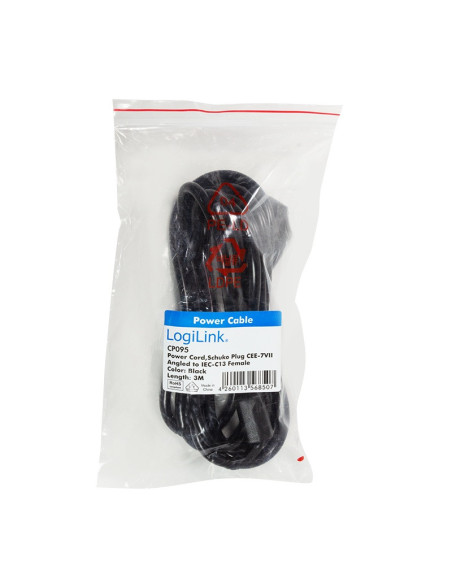 CABLU alimentare LOGILINK 3m, intrare Schuko, iesire C13, 10A, testat VDE, black, "CP095"