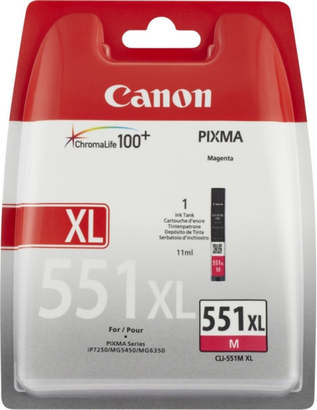 Cartus Cerneala Original Canon Magenta, CLI-551XLM, pentru Pixma IP-7250 8750 IX-6850 MG-5450 5550 5650 6350 6450 6650 7150 7550