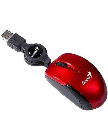 MOUSE Genius, "Micro Traveler V2", PC sau NB, cu fir, USB, optic, 1200 dpi, butoane/scroll 3/1, , rosu, "31010125103"