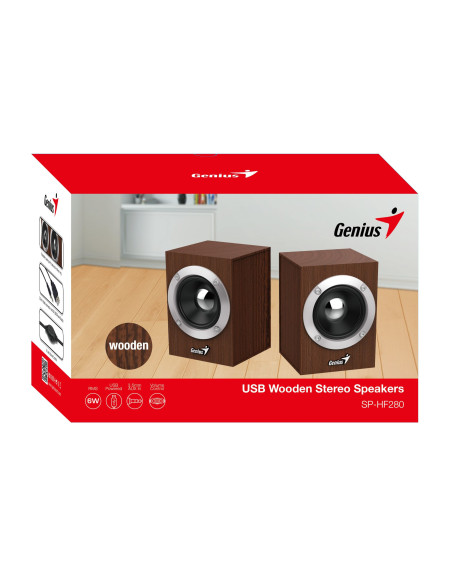 BOXE GENIUS 2.0, RMS: 6W (2 x 3W), USB power, wood, "SP-HF280" "31730028400"