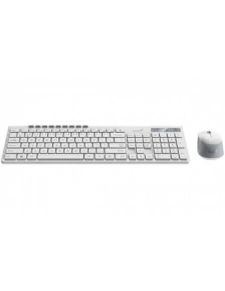 KIT wireless GENIUS, tastatura wireless 104 taste (multimedia) + mouse wireless 1200dpi, 3 butoane, BT5.3 + 2.4G, USB, alb, "Sli