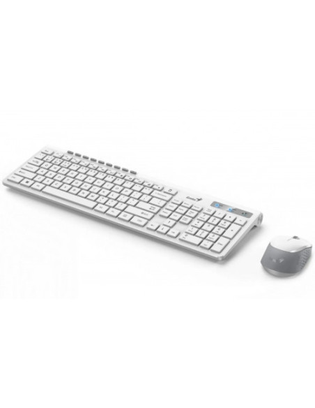KIT wireless GENIUS, tastatura wireless 104 taste (multimedia) + mouse wireless 1200dpi, 3 butoane, BT5.3 + 2.4G, USB, alb, "Sli