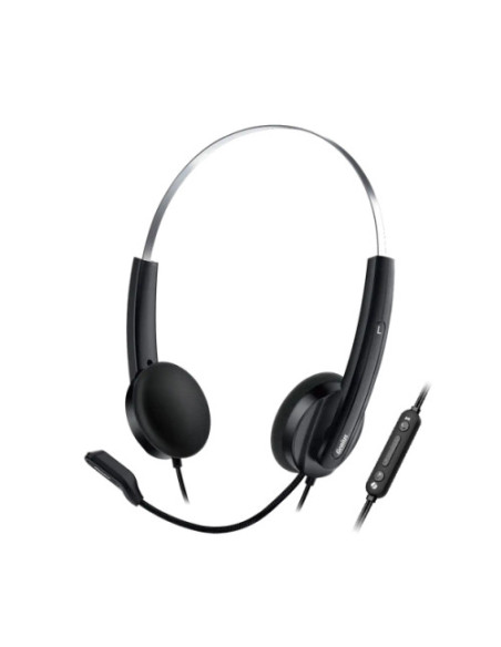 CASTI Genius "HS-220U", cu fir, utilizare multimedia, USB Type-C, microfon pe brat, lungime cablu 2.4m, control volum pe fir, ne