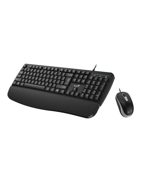 KIT wired GENIUS USB, tastatura 104 taste (concave) + mouse optic 1200dpi, 3 butoane, palm rest, cablu 1.5m, black, "KM-123" "31