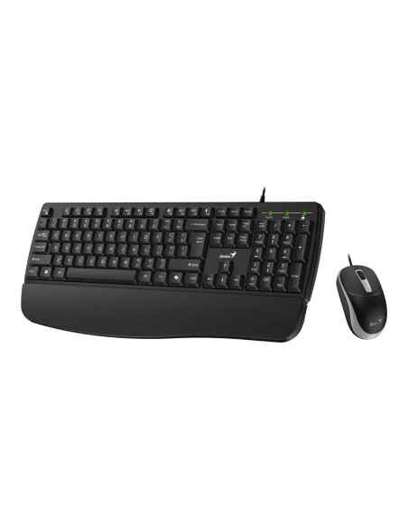 KIT wired GENIUS USB, tastatura 104 taste (concave) + mouse optic 1200dpi, 3 butoane, palm rest, cablu 1.5m, black, "KM-123" "31