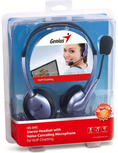 CASTI Genius, "HS-04S", cu fir, standard, utilizare multimedia, microfon pe brat, conectare prin Jack 3.5 mm x 2, negru, "317100