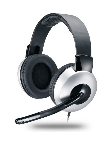 CASTI Genius, "HS-05A", cu fir, gaming, utilizare multimedia, microfon pe brat, conectare prin Jack 3.5 mm x 2, negru / argintiu