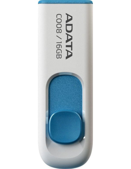 MEMORIE USB 2.0 ADATA 16 GB, retractabila, carcasa plastic, alb / albastru, "AC008-16G-RWE"