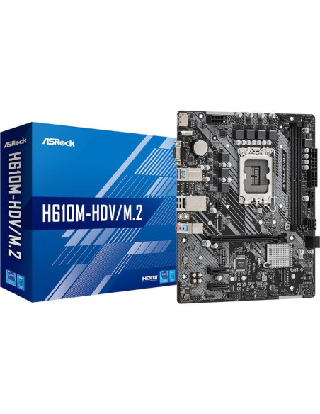 PLACA de BAZA Asrock "H610M-HDV/M.2", skt LGA 1700, mATX, Intel H610, 2 x DDR4, max. 64 GB, 4 x SATA, 1 x M.2, 7.1, "H610M-HDV/M