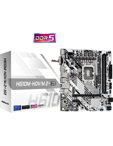 Placa de baza AsRock "H610M-HDV/M.2+ D5", skt....