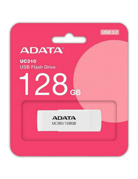MEMORIE USB 3.2 ADATA 128 GB, protectie slide laterala, carcasa plastic, alb, "UC310-128G-RWH"
