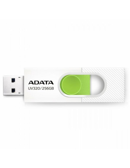 MEMORIE USB 3.2 ADATA 256 GB, retractabila, alb & verde, carcasa plastic "AUV320-256G-RWHGN" (include timbru verde 0.01 lei)