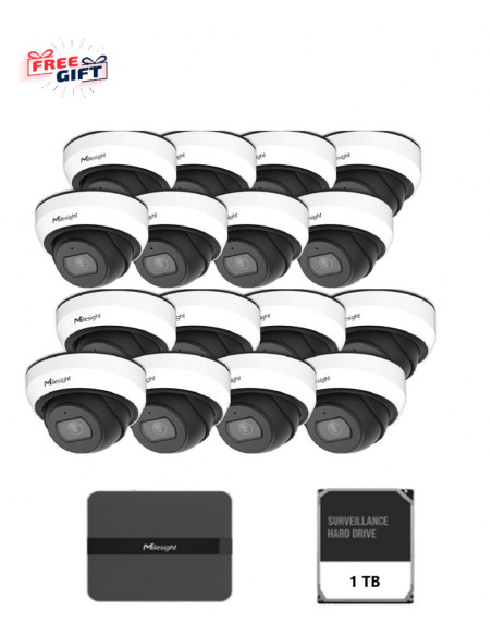 Camere supraveghere IP MILESIGHT TECHNOLOGY KIT16 MILESIGHT DOME 2MP NVR 16 CANALE